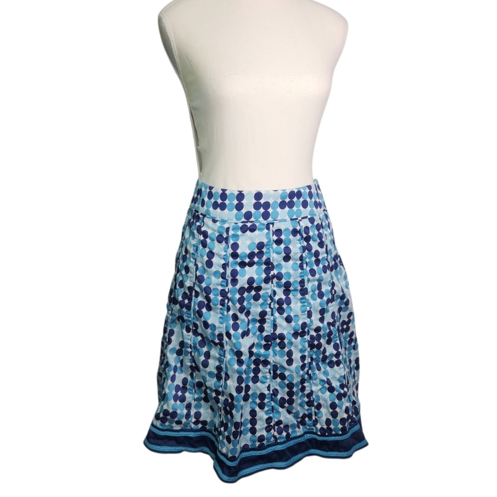 Ann Taylor A-Line Skirt Size 6 Blue Polka Dot Knee Length Classic Preppy Lined